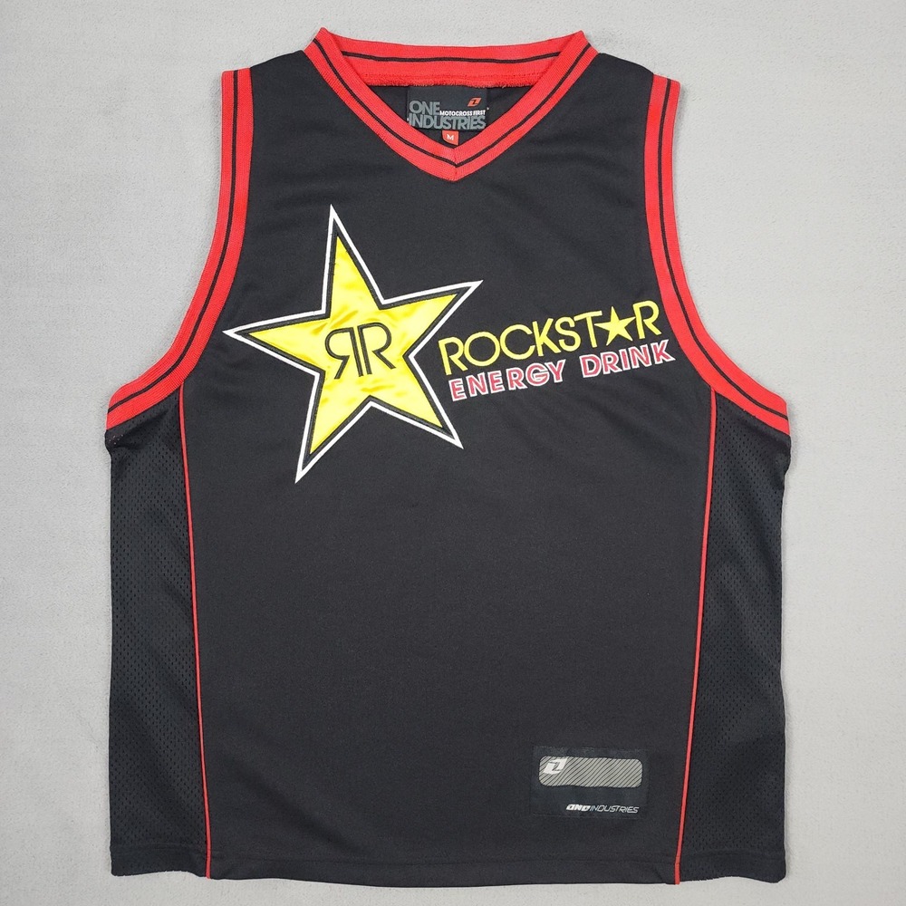 Vintage Rockstar Energy One Industries Mens M Jersey Black #69 Motocross Y2K